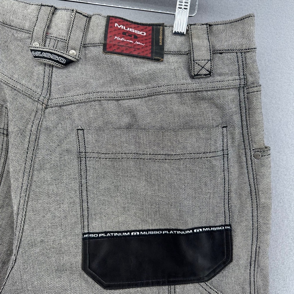 VTG MUSSO Platinum Jeans Carpenter Pants Faux Leather Trim 38x34 (36x33) Street